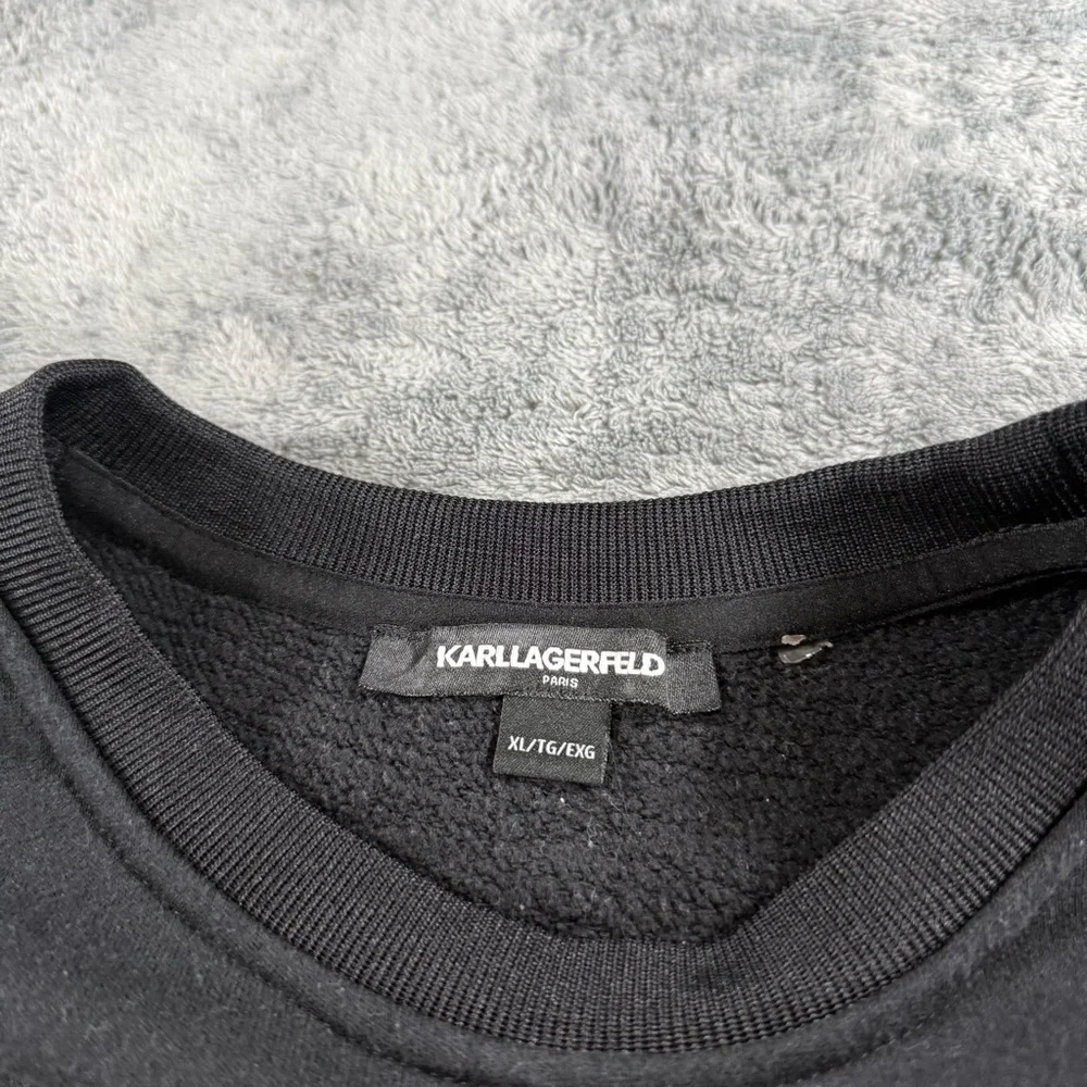 Karl Lagerfeld Paris Logo Crewneck Long Sleeve Sweatshirt XL Black White - Picture 3 of 3